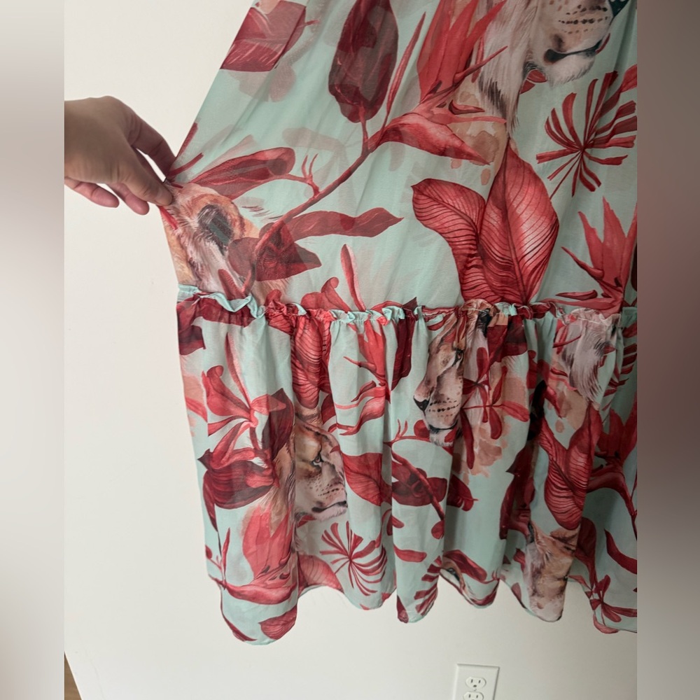 3LL Daniella Battle Designer Lion Floral Tiered Bright Maxi Skirt - Picture 4 of 7